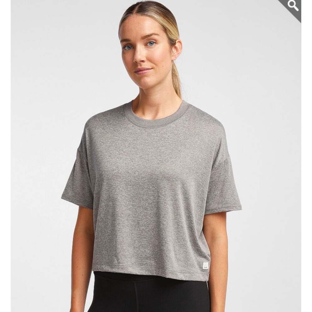 Vuori Energy Tee Women’s XL Heather Gray Cropped Oversized Short Sleeve EUC